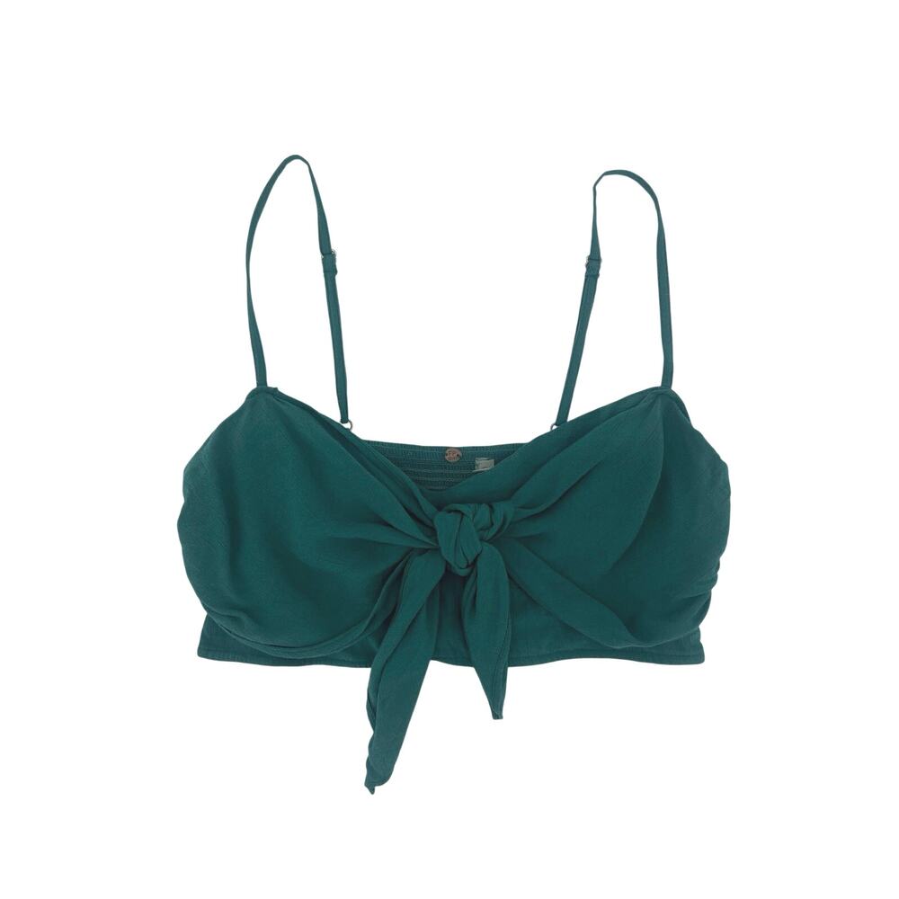 Free People FP One Palermo Green Tie Front Cropped Cami Small